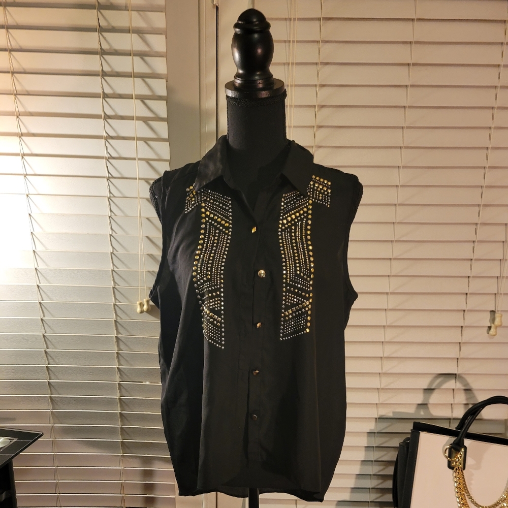 Ali & Kris Gold Studded Blouse l